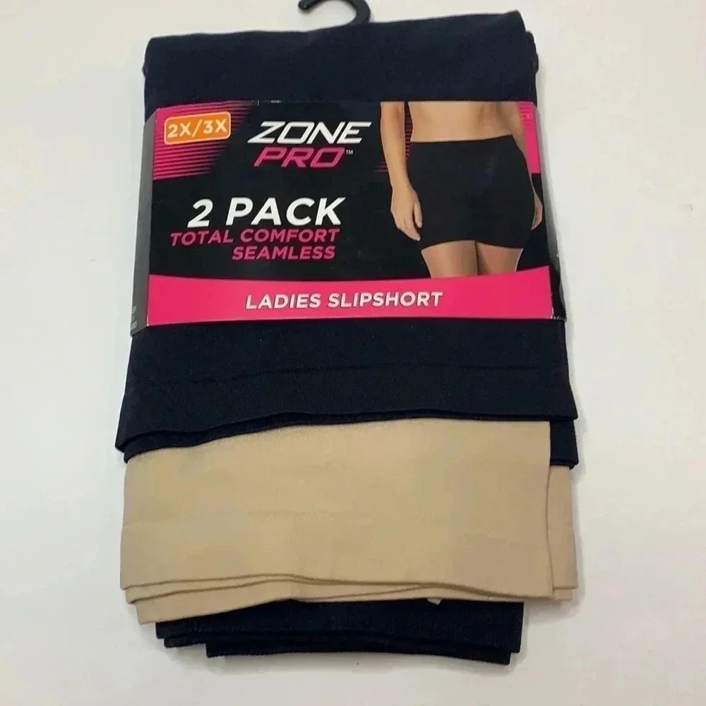 Plus Size Seamless SlipShorts 2 Pack Shape wear Black, Tan